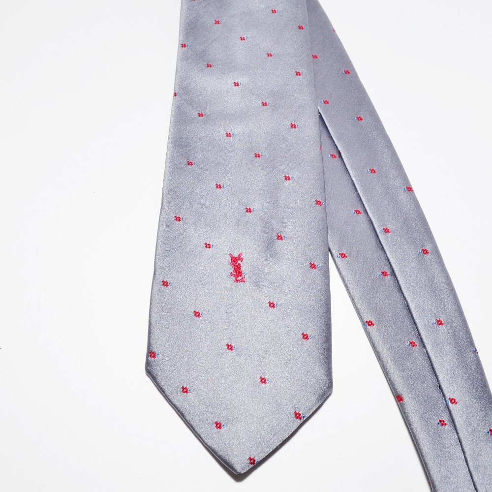 Yves Saint Laurent Silver Silk Tie - Picture 2 of 5